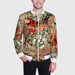 Бомбер мужской Будда и Ганеша на фоне сансары и мандалы, цвет: 3D-белый — фото 2