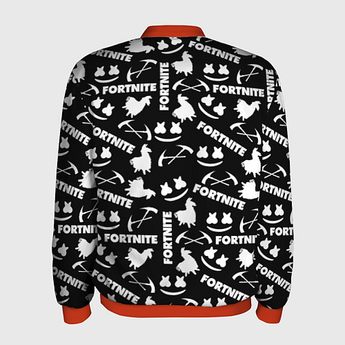 Мужской бомбер Fortnite black pattern / 3D-Красный – фото 2