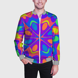 Бомбер мужской Оптический узор красочная мозаика, цвет: 3D-меланж — фото 2