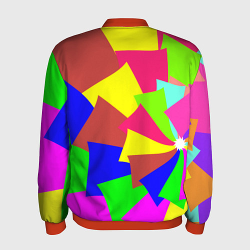 Мужской бомбер Разноцветная мозаика / 3D-Красный – фото 2