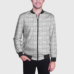 Бомбер мужской Геометрический узор из черных линий, цвет: 3D-черный — фото 2
