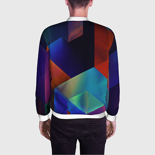 Мужской бомбер Геометрия мозаика / 3D-Белый – фото 4