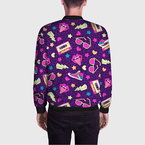 Мужской бомбер Ностальгия 90 паттерн / 3D-Черный – фото 4