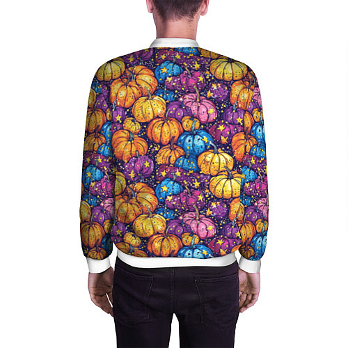 Мужской бомбер Тыквенный урожай / 3D-Белый – фото 4
