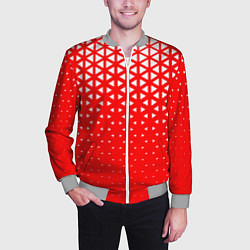 Бомбер мужской Геометрический градиент - красно-белый, цвет: 3D-меланж — фото 2