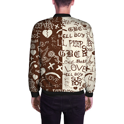 Мужской бомбер Lil peep retro pattern / 3D-Черный – фото 4