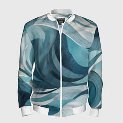Бомбер мужской Океан абстракция волны, цвет: 3D-белый