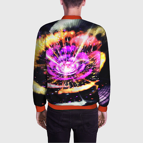 Мужской бомбер Оптический узор цветок / 3D-Красный – фото 4