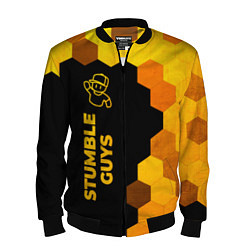 Бомбер мужской Stumble Guys - gold gradient по-вертикали, цвет: 3D-черный