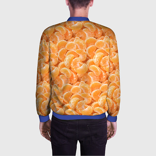 Мужской бомбер Паттерн дольки мандарин / 3D-Синий – фото 4
