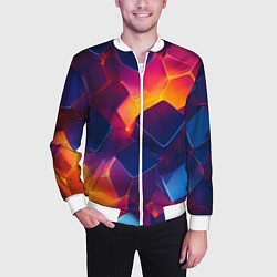 Бомбер мужской Неоновая геометрическая текстура, цвет: 3D-белый — фото 2