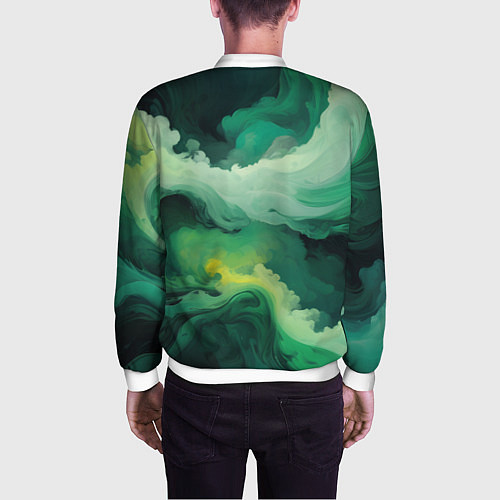 Мужской бомбер Изумрудные волны / 3D-Белый – фото 4