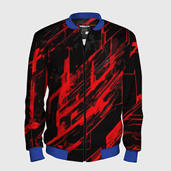 Бомбер мужской Red stripes on a black background, цвет: 3D-синий