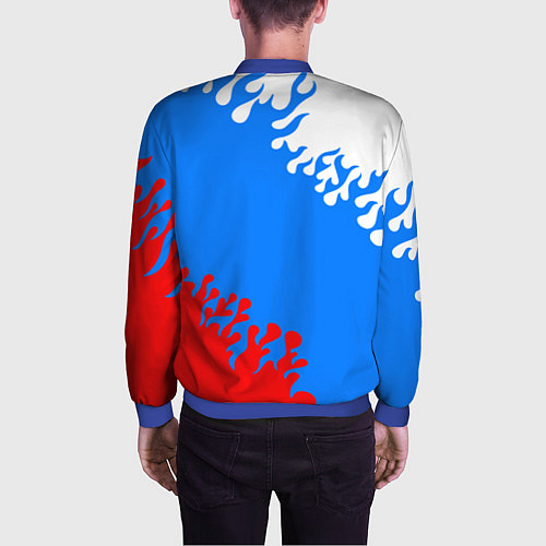 Мужской бомбер Российская федерация - флаг / 3D-Синий – фото 4