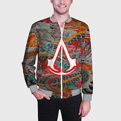 Бомбер мужской Assassins Creed shadows japan, цвет: 3D-меланж — фото 2
