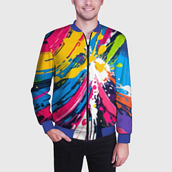 Бомбер мужской Красочная абстракция - экспрессионизм, цвет: 3D-синий — фото 2
