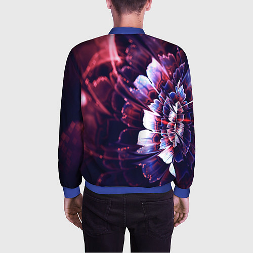 Мужской бомбер Фрактальный цветок абстракция / 3D-Синий – фото 4