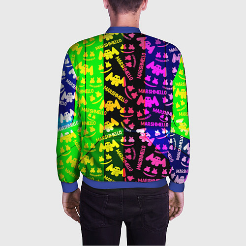 Мужской бомбер Marshmello pattern neon steel / 3D-Синий – фото 4