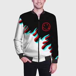 Бомбер мужской Нирвана глитч огонь, цвет: 3D-черный — фото 2