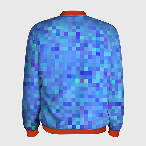 Мужской бомбер Синие пиксели / 3D-Красный – фото 2