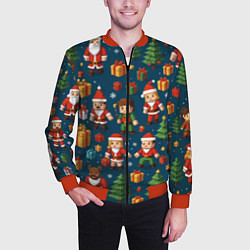Бомбер мужской Mintrcraft pattern новый год, цвет: 3D-красный — фото 2
