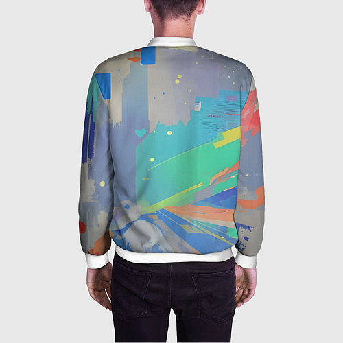Мужской бомбер Краска абстракция / 3D-Белый – фото 4