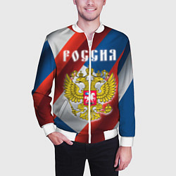 Бомбер мужской Цвета флага России, паттерн, цвет: 3D-белый — фото 2