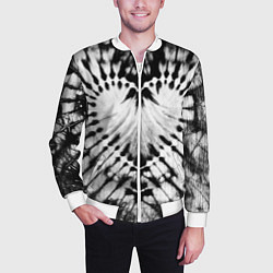 Бомбер мужской Абстрактное сердце - черно-белый тай-дай, цвет: 3D-белый — фото 2