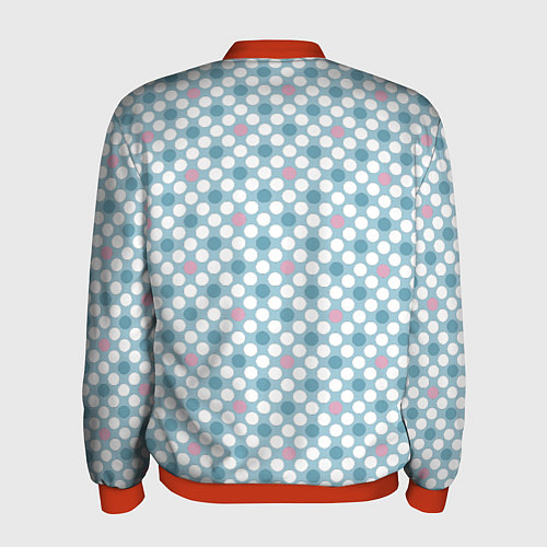 Мужской бомбер Белый голубой горошек / 3D-Красный – фото 2