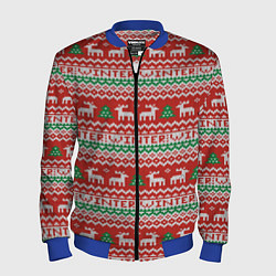 Бомбер мужской Deer christmas pattern, цвет: 3D-синий