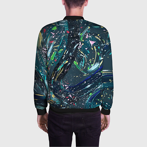 Мужской бомбер Night fireworks of colors / 3D-Черный – фото 4
