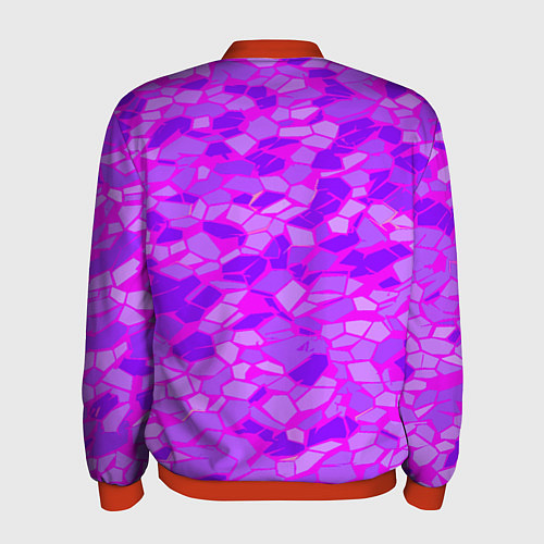 Мужской бомбер Фиолетовые плитки на розовом фоне / 3D-Красный – фото 2