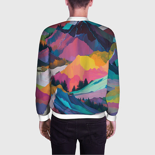 Мужской бомбер Красочные горы / 3D-Белый – фото 4