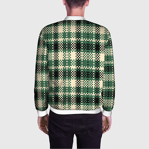 Мужской бомбер Полосатый пиксель / 3D-Белый – фото 4