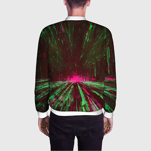 Мужской бомбер Абстрактный путь в розовый портал / 3D-Белый – фото 4