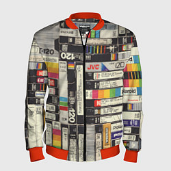 Бомбер мужской Видеокассеты vhs, цвет: 3D-красный