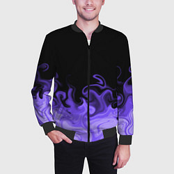 Бомбер мужской Абстрактный фиолетовый огонь, цвет: 3D-черный — фото 2