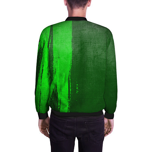 Мужской бомбер Queen - green gradient по-вертикали / 3D-Черный – фото 4