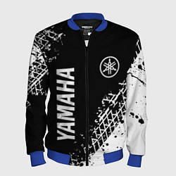 Бомбер мужской Yamaha - следы от шин, цвет: 3D-синий