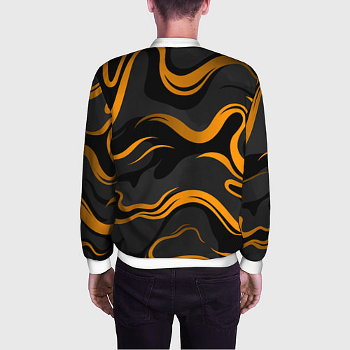 Мужской бомбер Zeekr - оранжевые волны / 3D-Белый – фото 4