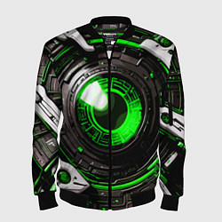 Бомбер мужской Зелёная сфера киберпанк, цвет: 3D-черный
