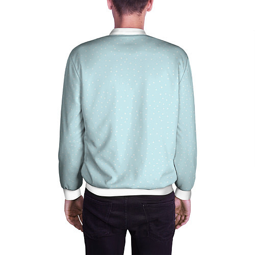 Мужской бомбер Новогодний паттерн с Сантой и подарками / 3D-Белый – фото 4