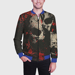 Бомбер мужской Силуэты черепов на гранжевом фоне, цвет: 3D-синий — фото 2