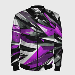Бомбер мужской Чёрно-фиолетово-белая абстракция, цвет: 3D-черный