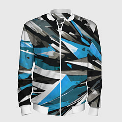 Бомбер мужской Чёрно-сине-белая абстракция, цвет: 3D-белый