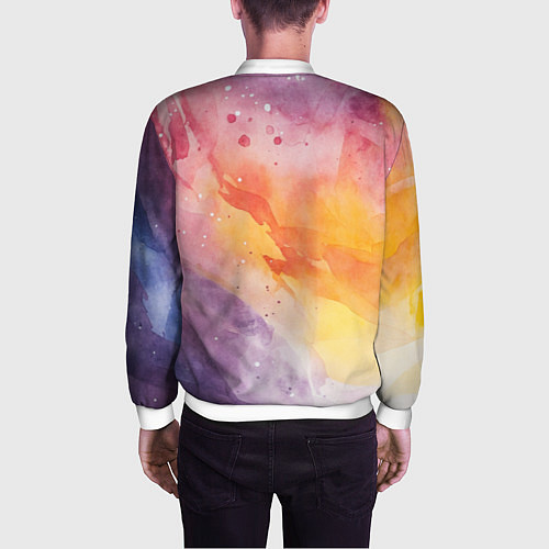 Мужской бомбер Краски акварели / 3D-Белый – фото 4