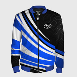 Бомбер мужской Субару - бело-синий, цвет: 3D-синий