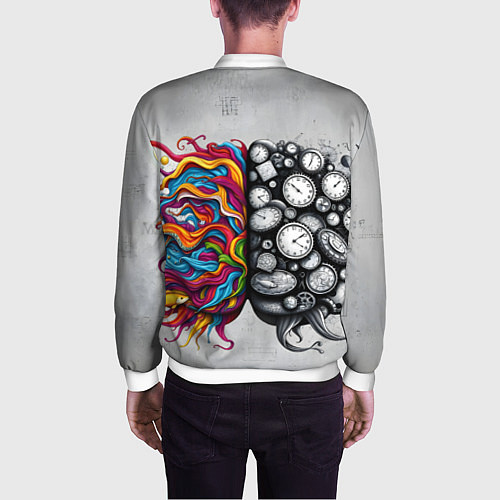 Мужской бомбер Полушария мозга / 3D-Белый – фото 4