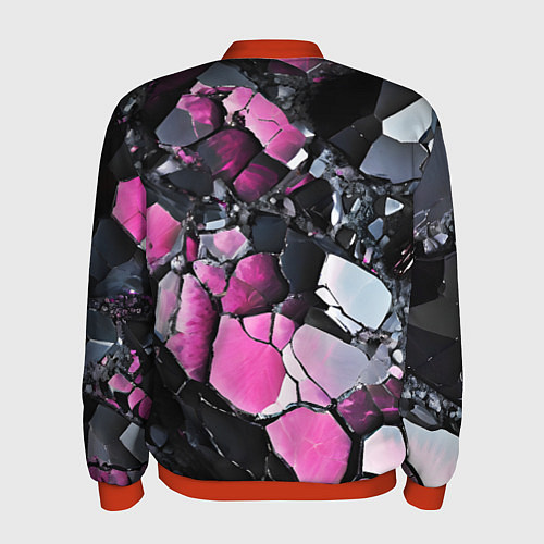 Мужской бомбер Чёрно-розовый камень / 3D-Красный – фото 2