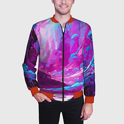 Бомбер мужской Фиолетовая кислотная абстракция, цвет: 3D-красный — фото 2